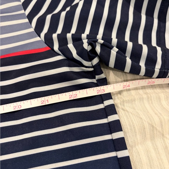 Callaway Men’s Golf Polo Size L Navy White Red Stripe 100% Polyester EUC - Picture 4 of 7